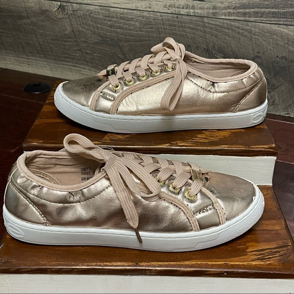Bebe Rose Gold Lace-up Sneakers Size 7